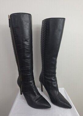 Hugo Boss Black Leather Over-the-Knee Pointed-Toe Stiletto Boots
